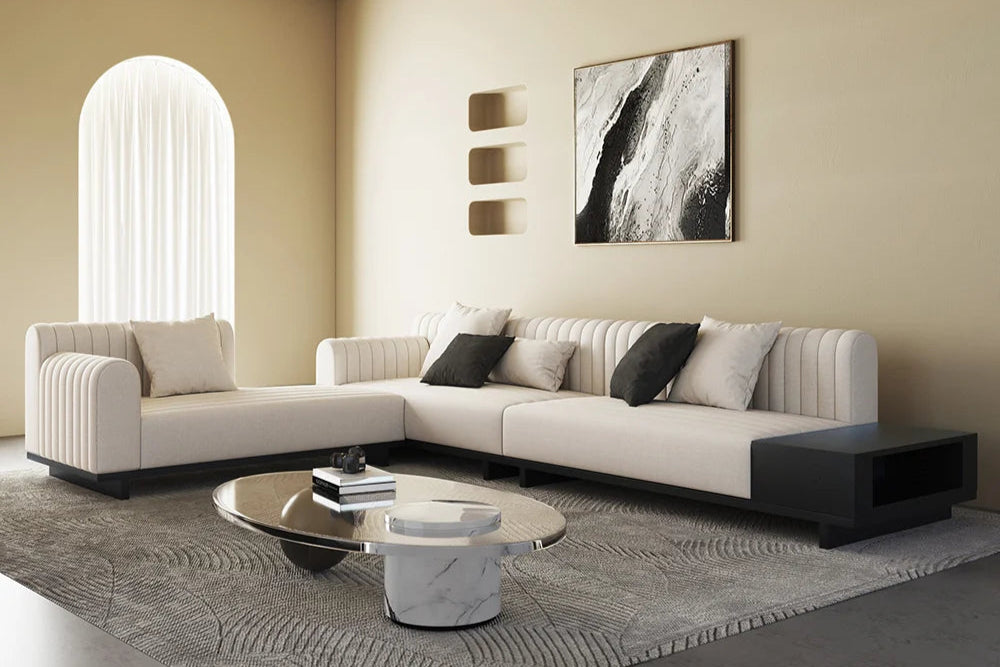 Salon Sectionnel Moderne en L avec Rangement Ouvert