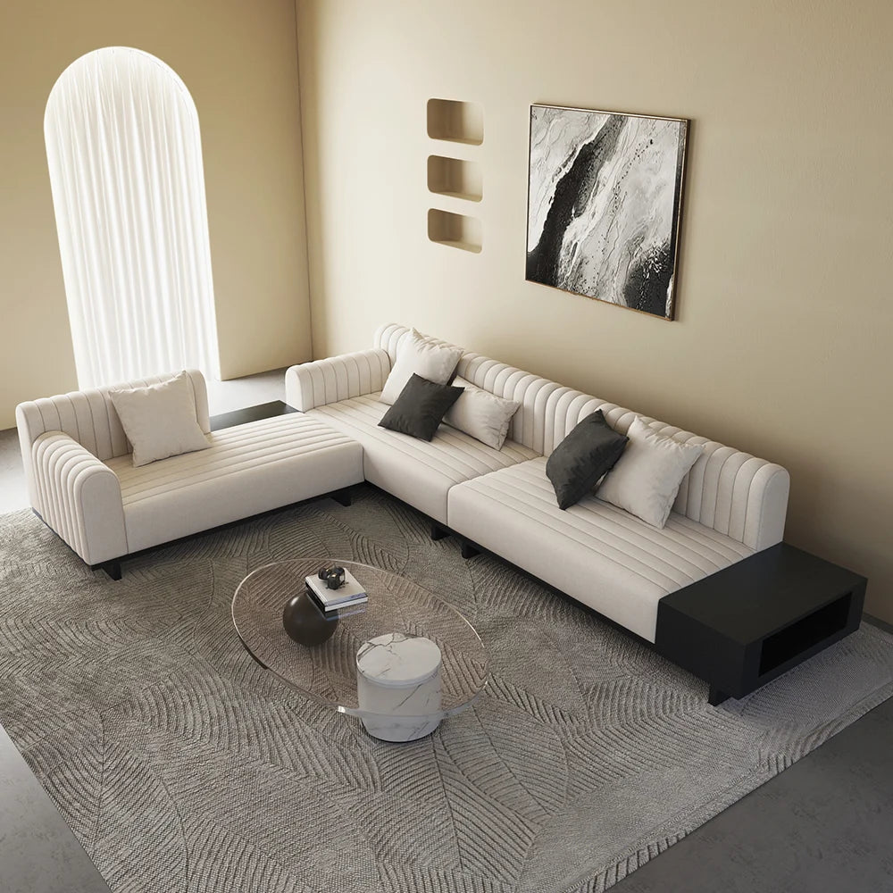 Salon Sectionnel Moderne en L avec Rangement Ouvert