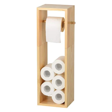 Porte-papier hygiénique en bois avec rangement