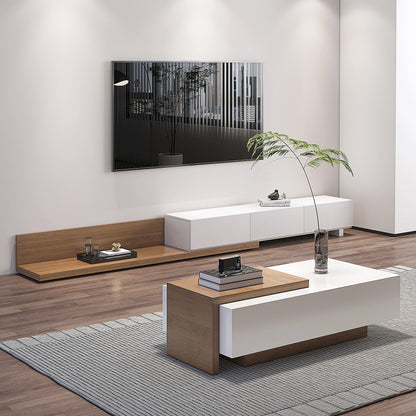 Ensemble Table Basse et Meuble TV Extensible avec Tiroirs