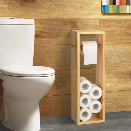 Porte-papier hygiénique en bois avec rangement