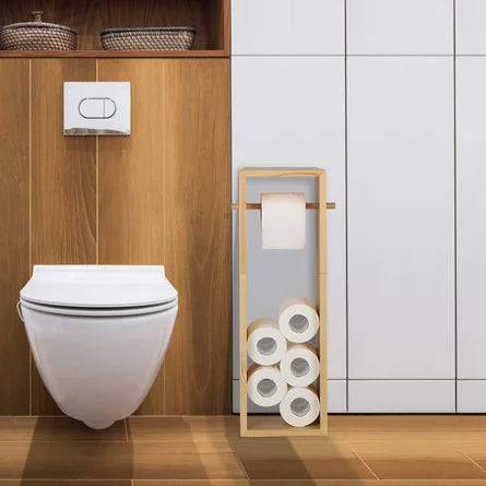 Porte-papier hygiénique en bois avec rangement