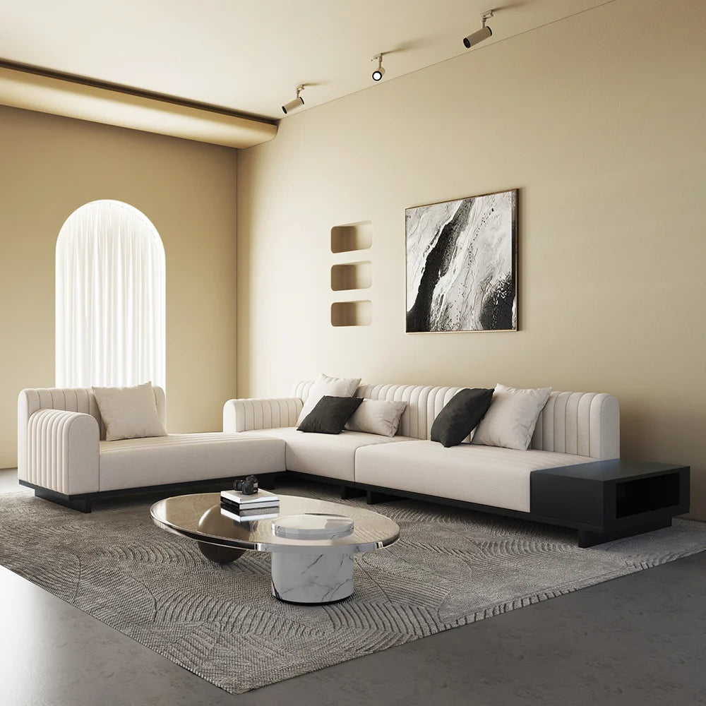 Salon Sectionnel Moderne en L avec Rangement Ouvert