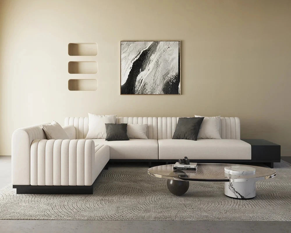 Salon Sectionnel Moderne en L avec Rangement Ouvert