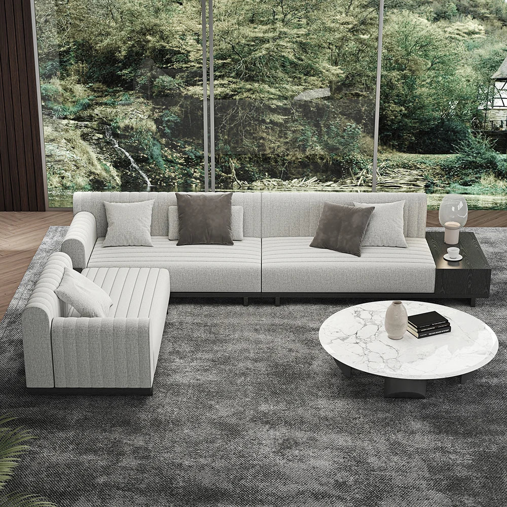 Salon Sectionnel Moderne en L avec Rangement Ouvert