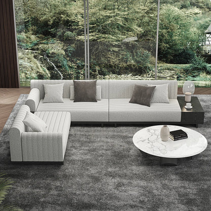 Salon Sectionnel Moderne en L avec Rangement Ouvert