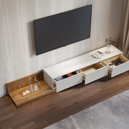 Ensemble Table Basse et Meuble TV Extensible avec Tiroirs