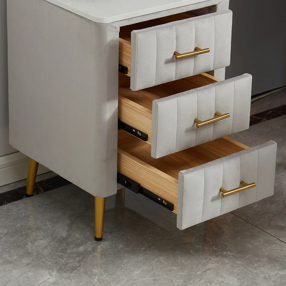 Coiffeuse Moderne 5 Tiroirs + Tabouret et Miroir