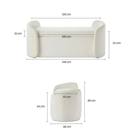 Banc de Rangement en Bouclette