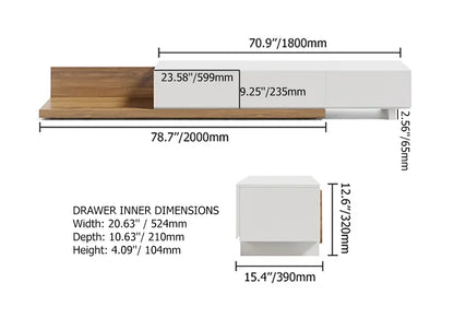 Ensemble Table Basse et Meuble TV Extensible avec Tiroirs