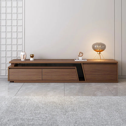 Meuble TV Extensible en Noyer avec Tables Basses Rondes