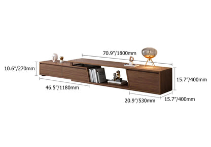 Meuble TV Extensible en Noyer avec Tables Basses Rondes